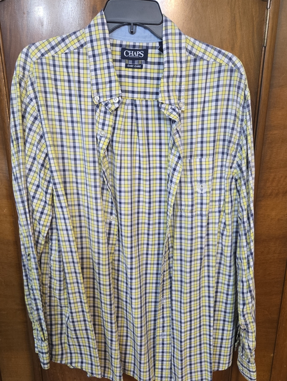 Chaps Yellow and Blue Plaid Long-Sleeve Button-Down Shirt